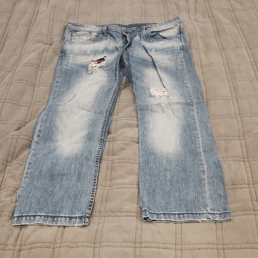 Buffalo David Bitton Light Blue Distressed Jeans Size 36!